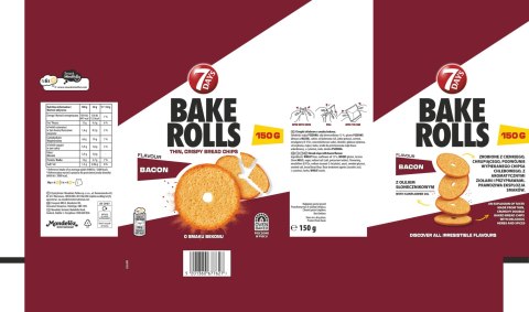 7 Days BAKE ROLLS Chrupki chlebowe o smaku bekonu 150 g