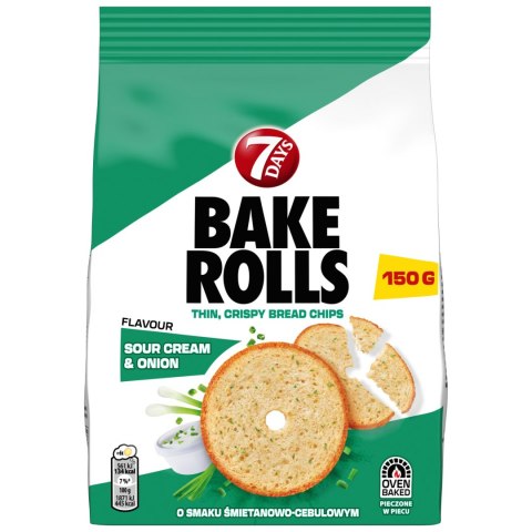 7 Days Bake Rolls Chrupki chlebowe o smaku śmietanowo cebulowym 150g
