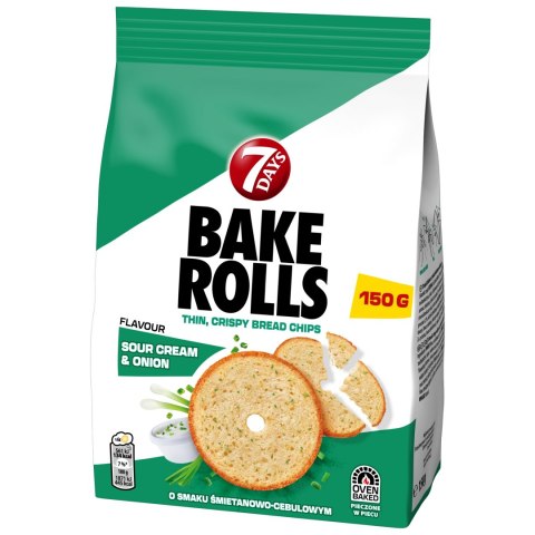 7 Days Bake Rolls Chrupki chlebowe o smaku śmietanowo cebulowym 150g