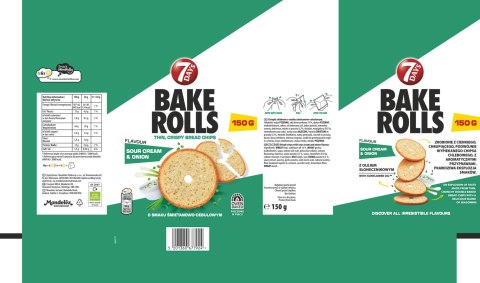7 Days Bake Rolls Chrupki chlebowe o smaku śmietanowo cebulowym 150g