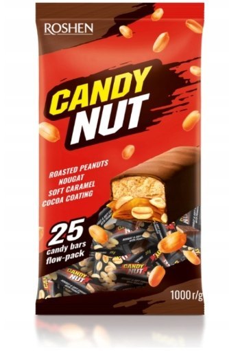 Batoniki Roshen Candy Nut z masą karmelową i orzeszkami w czekoladzie 1 kg