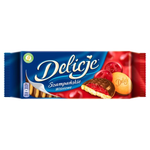 Biszkopty Delicje szampańskie wiśniowe w czekoladzie Mondelez 147g