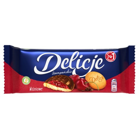 Biszkopty Delicje szampańskie wiśniowe w czekoladzie Mondelez 147g