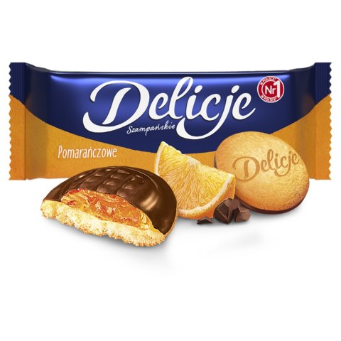 Ciastka delicje szampańskie pomarańczowe 147g biszkopty w czekoladzie