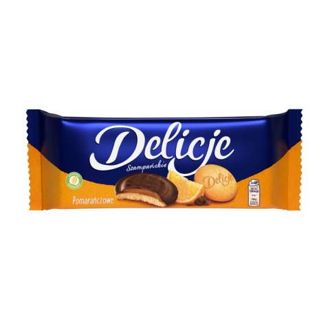 Ciastka delicje szampańskie pomarańczowe 147g biszkopty w czekoladzie