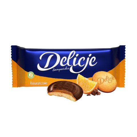 Ciastka delicje szampańskie pomarańczowe 147g biszkopty w czekoladzie