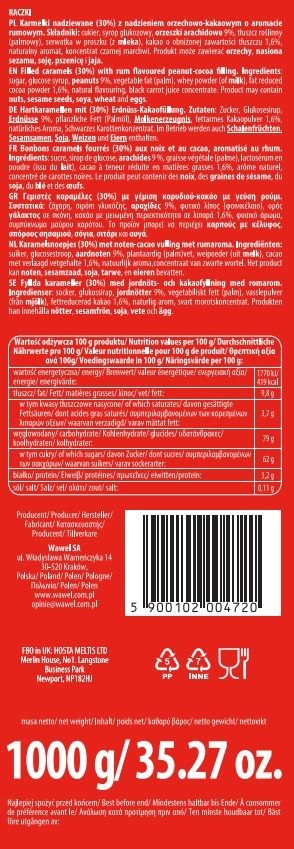 Cukierki Raczki karmelki nadziewane Wawel 1000 g