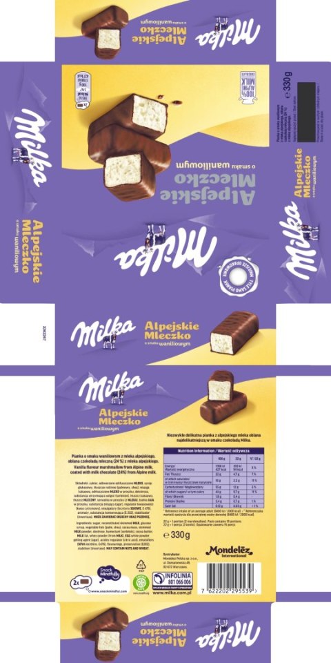 Milka Alpejskie Mleczko Pianka o smaku waniliowym 330 g