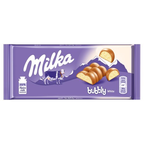 Milka Bubbly White Czekolada mleczna z napowietrzoną białą czekoladą 95 g