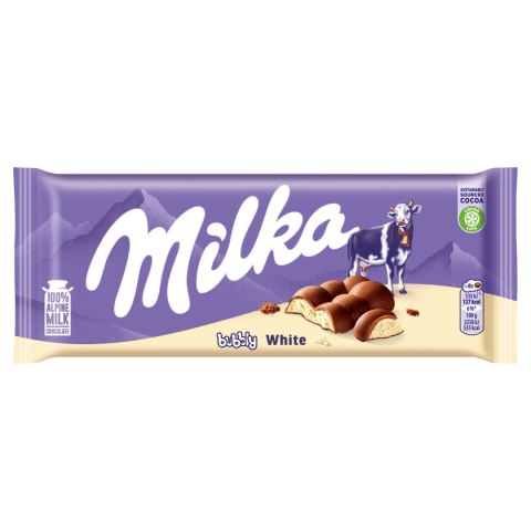 Milka Bubbly White Czekolada mleczna z napowietrzoną białą czekoladą 95 g