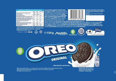 Oreo Original ciastka kakaowe z nadzieniem markizy kruche ciasteczka 154 g