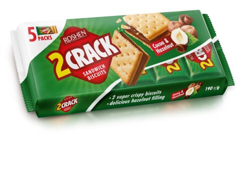 Roshen 2 CRACK krakersy przekładane nadzieniem kakaowo-orzechowym 190g