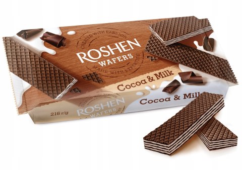 Wafle Roshen Cocoa & Milk kakaowe z kremem mlecznym 216 g
