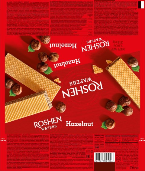 Wafle Roshen Wafers z nadzieniem orzechowym 216 g