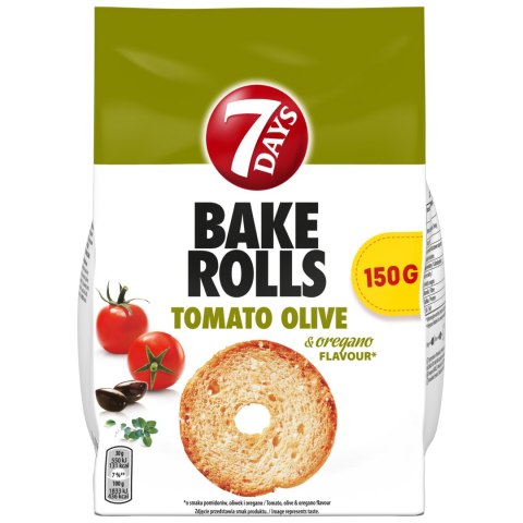 7 Days Bake Rolls chrupki chlebowe o smaku pomidorów oliwek i oregano 150 g