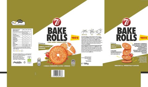 7 Days Bake Rolls chrupki chlebowe o smaku pomidorów oliwek i oregano 150 g