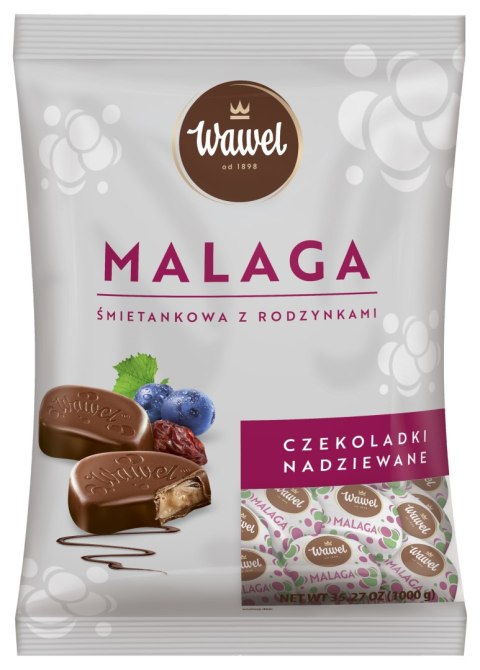 Wawel Malaga czekoladki deserowe z nadzieniem śmietankowo rodzynkowym 1 kg